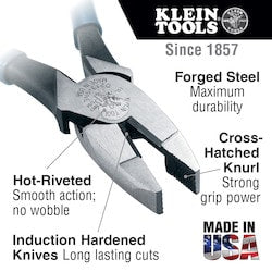 Klein Tools HD213-9NE | Heavy Duty Lineman's Pliers, 9-Inch