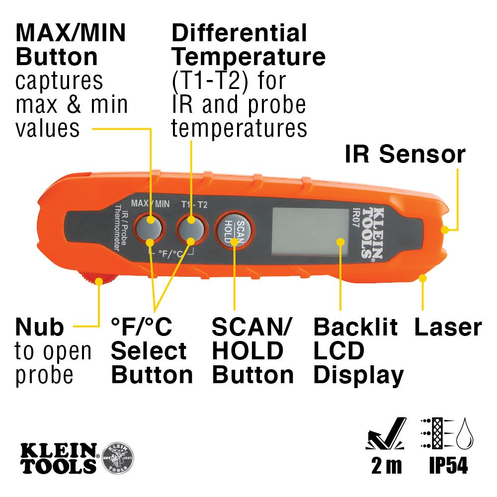 Klein Tools IR07 | Dual IR/Probe Thermometer
