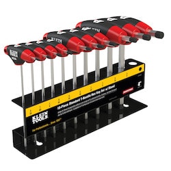 Klein Tools JTH410E | Hex Key Set, SAE T-Handle, 4-Inch, with Stand, 10-Piece
