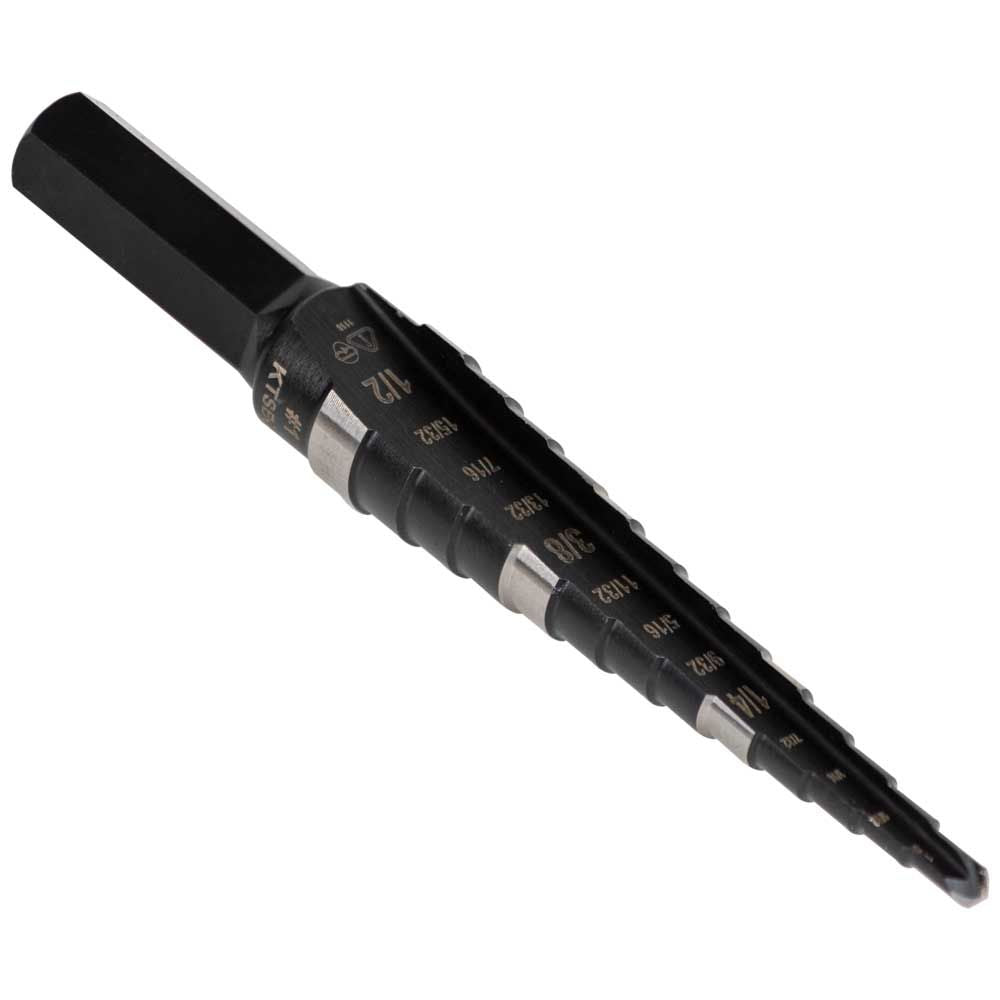 Klein Tools KTSB01 | Step Drill Bit Double-Fluted 1, 1/8 to 1/2-Inch