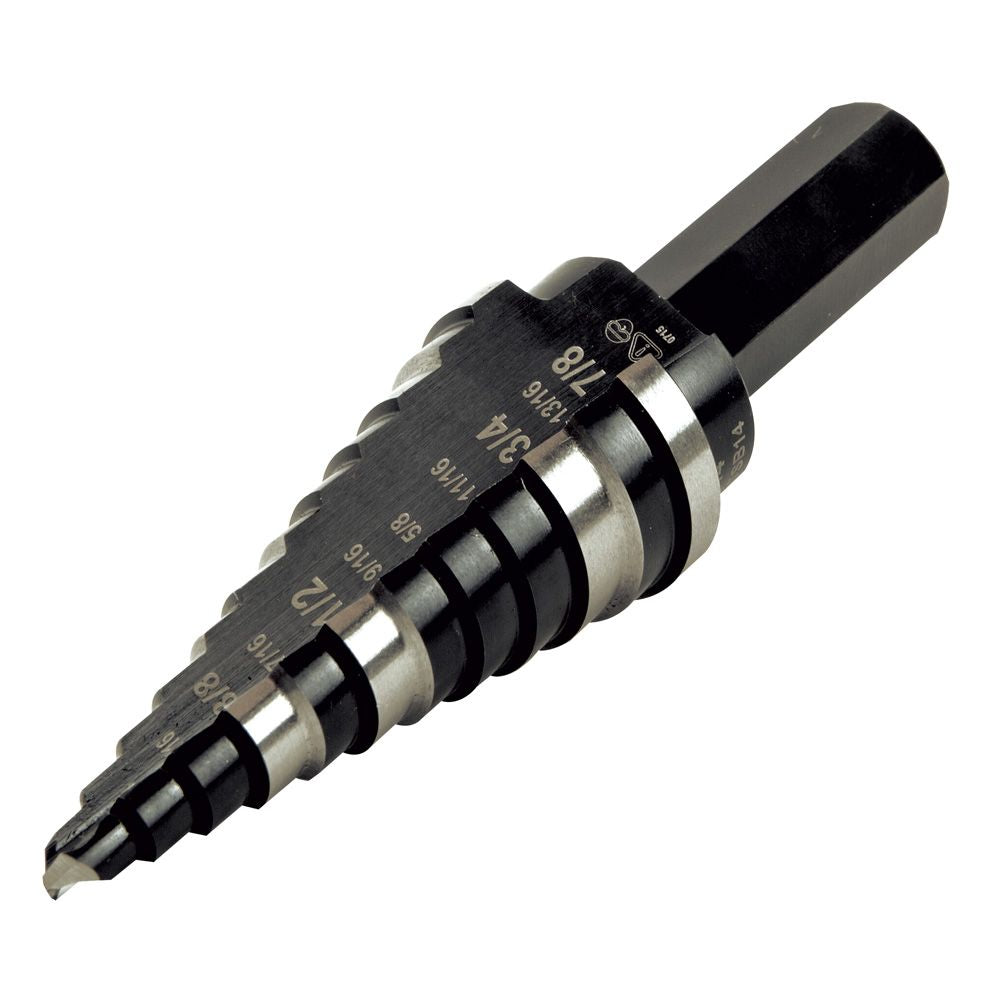 Klein Tools KTSB14 | Step Drill Bit 14 Double-Fluted, 3/16 to 7/8-Inch