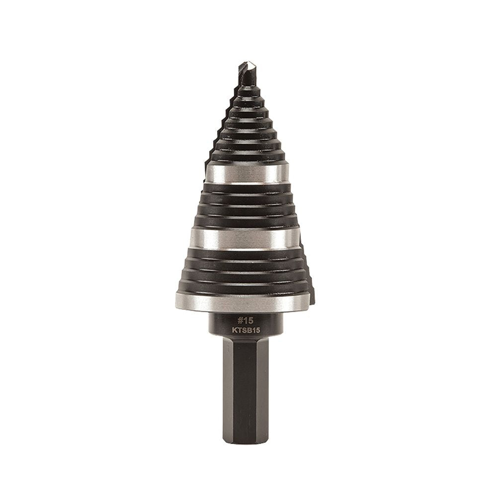 Klein Tools KTSB15 | Step Drill Bit 15 Double Fluted 7/8 to 1-3/8-Inch