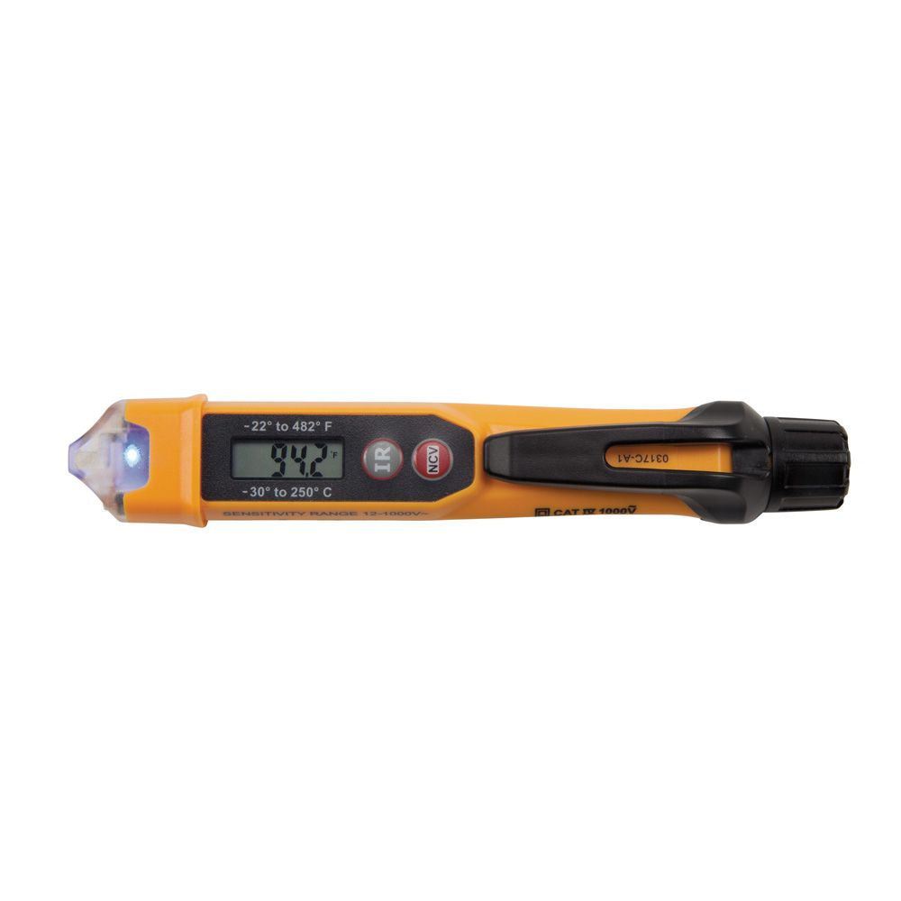 Klein Tools NCVT-4IR | Non-Contact Voltage Tester Pen, 12-1000 AC V with Infrared Thermometer