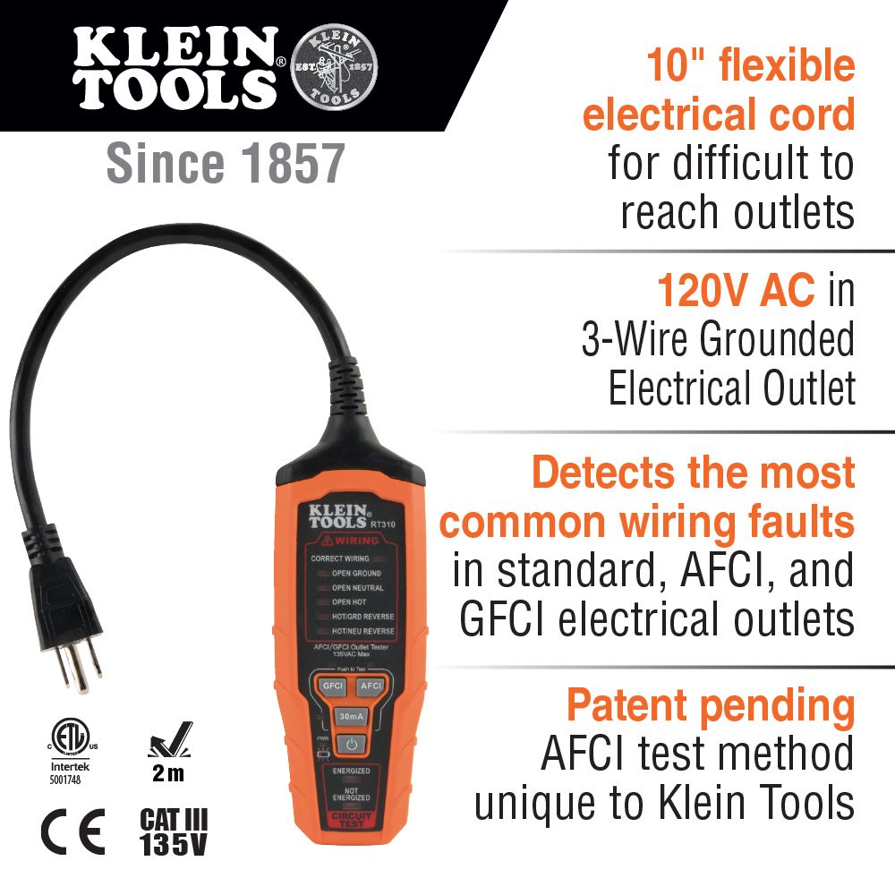 Klein Tools RT310 | AFCI /GFCI Outlet Tester