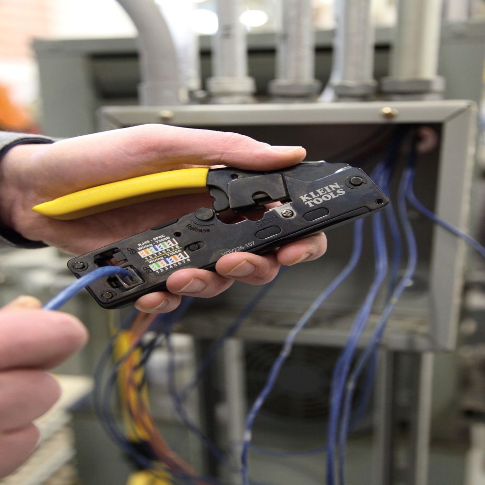 Klein Tools VDV226-107 | Ratcheting Data Cable Crimper/Stripper/Cutter, Compact