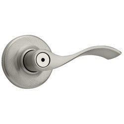 Kwikset 300BL 15 6AL RCS | Door Lever, Balboa, 6-Way Adjustable Latch, Round Corner Strike, Satin Nickel, For Privacy/Bed/Bath