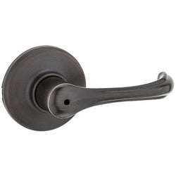 Kwikset 300DNL 11P 6AL RCS | Door Lever, Dorian, Round Corner Strike/Adjustable Latch, Venetian Bronze, For Privacy/Bed/Bath