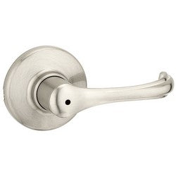 Kwikset 300DNL 15 6AL RCS | Door Lever, Dorian, Round Corner Strike/Adjustable Latch, Satin Nickel, For Privacy/Bed/Bath