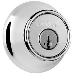 Kwikset 660 26 RCAL RCS/5303 K3 | Door Deadbolt, Round Corner Strike/Adjustable Latch, Single Cylinder, Polished Chrome