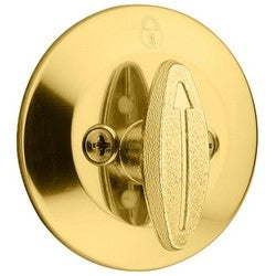 Kwikset 663 3 CP | Door Deadbolt, Thumbturn 1-Side, 2-1/2" Diameter, Polished Brass, Clear Pack