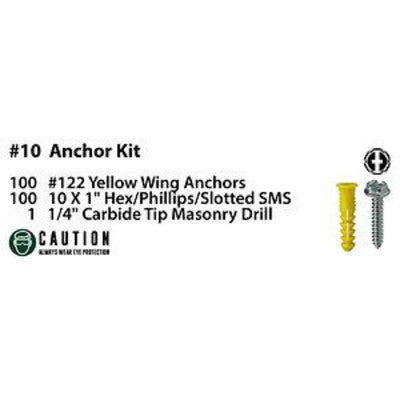L. H. Dottie 2AKHXTP | 10 Yellow Wing Conical Anchor Kit With Hex Head Combo Drive Screws (Tuff Pack)