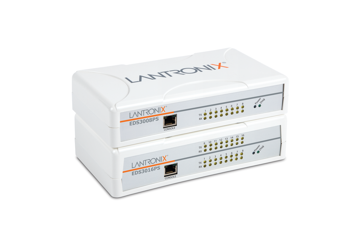 Lantronix EDS3008PS1NS | EDS 3000PS Secure Device Server, 8-Port Serial, 1 GbE Ethernet, 110-240 VAC, Desktop, No RAM Power Cord Included