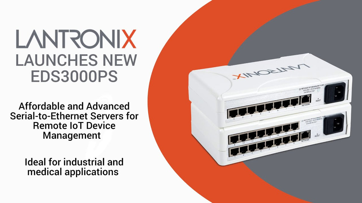 Lantronix EDS3008PS1NS | EDS 3000PS Secure Device Server, 8-Port Serial, 1 GbE Ethernet, 110-240 VAC, Desktop, No RAM Power Cord Included