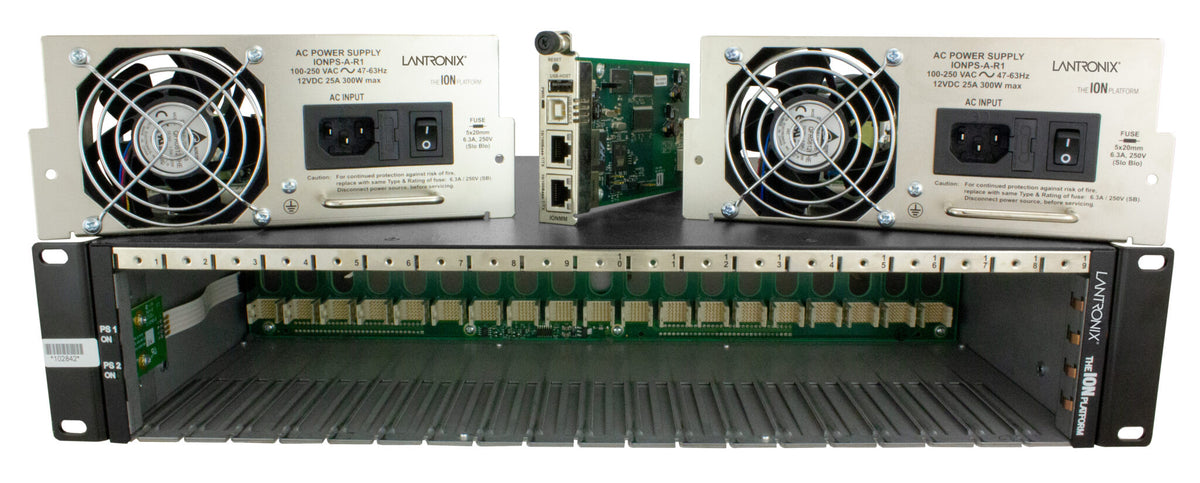 Lantronix ION219-AAMB-BR | 19-Slot Chassis for the ION Platform with (2) AC power supplies and (1) ION Management Module