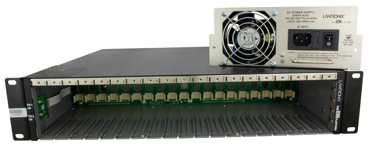 Lantronix ION219-AAMB-BR | 19-Slot Chassis for the ION Platform with (2) AC power supplies and (1) ION Management Module