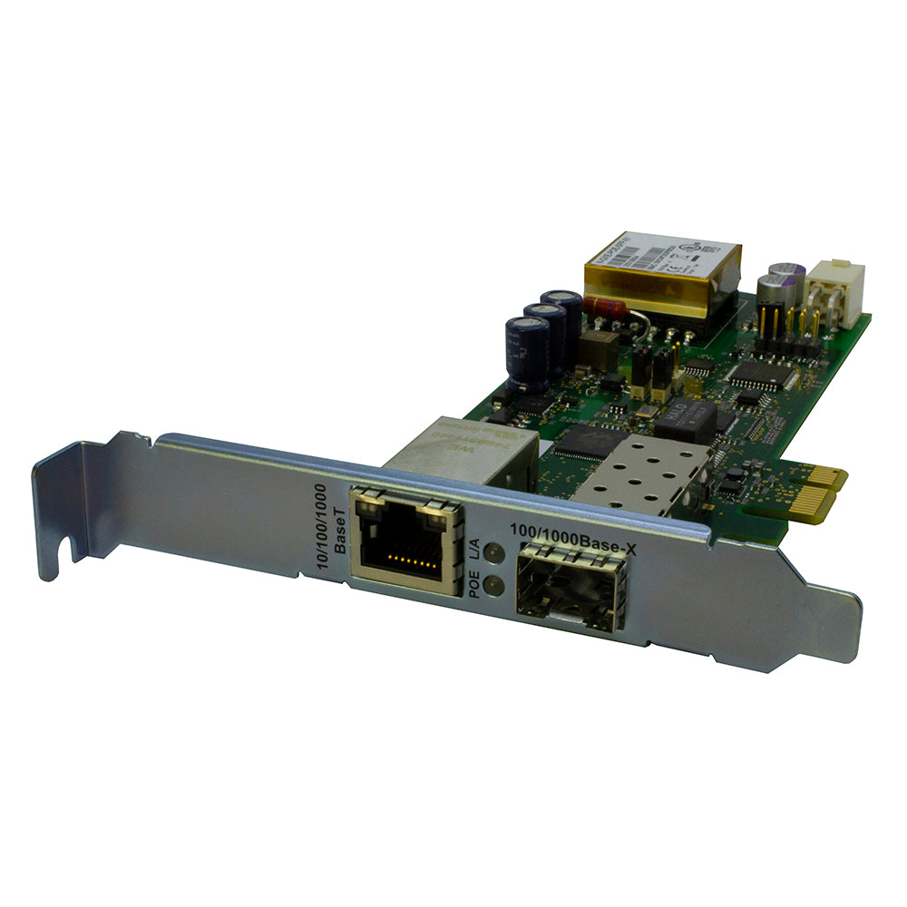 Lantronix NGXEPOESFP01 | PCIe Gigabit Ethernet Fiber Network Interface Card with PoE+ 1000Base-X and 10/100/1000Base-T PoE+