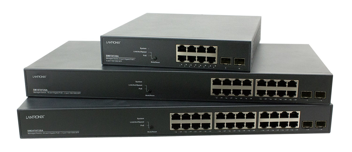 Lantronix SM16TAT25A-NA | (16)10/100/1000base-t Ports +(2) 100/1000base-x