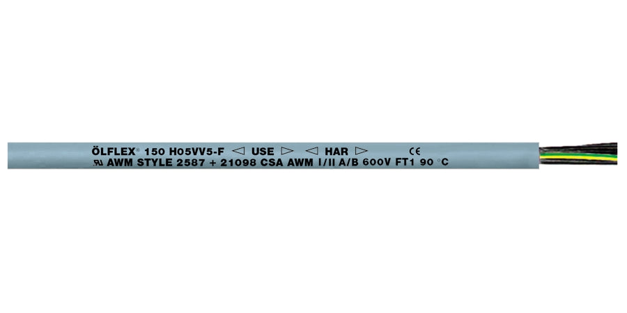 Lapp Group 0015203 | Flexible Power and Control Cable, 18 AWG, Stranded, 3 Conductor, Gray