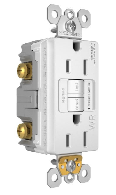 Legrand 1597-TRWRW | Radiant Tamper-Resistant Weather-Resistant 15A Duplex Self-Test Gfci Receptacles With Safelock Protection, White