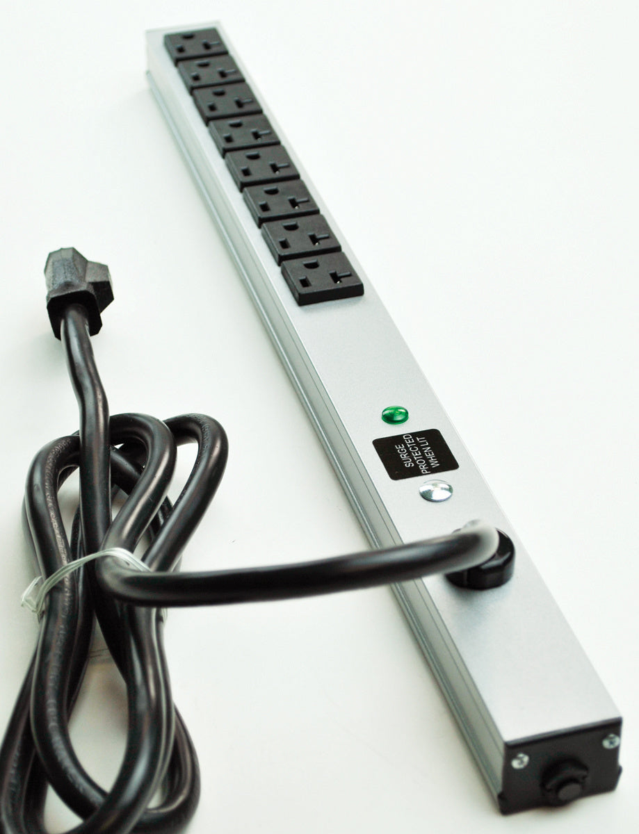 Legrand 2008BCS20R | Cabinetmate Plug-In Outlet Center Unit, 120V, 20A, 20-Inch Long, 8 Outlets, 6-Foot Cord, Computer-Grade Surge
