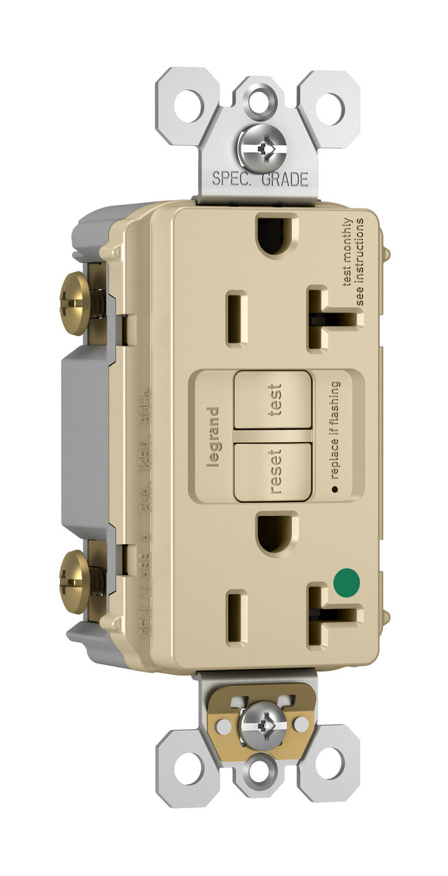Legrand 2097-HGI | Hospital Grade 20A Duplex Self-Test Gfci Receptacles With Safelock Protection, Ivory