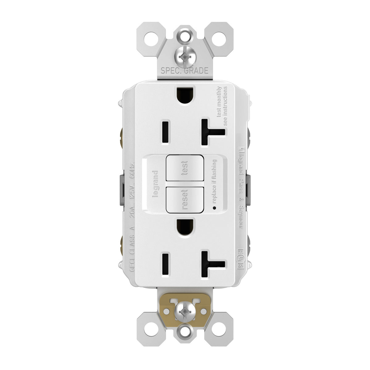 Legrand 2097-W | Radiant 20A Duplex Self-Test Gfci Receptacles With Safelock Protection, White
