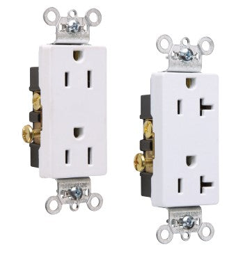 Legrand 26242-W | 15A 125V Heavy Duty Spec-Grade Decorator Duplex Receptacle, Side Wire, White
