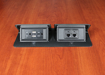 Legrand DQFP15UBK-2A | Cord Ended Dequorum Dual Flip-Up Unit with USB