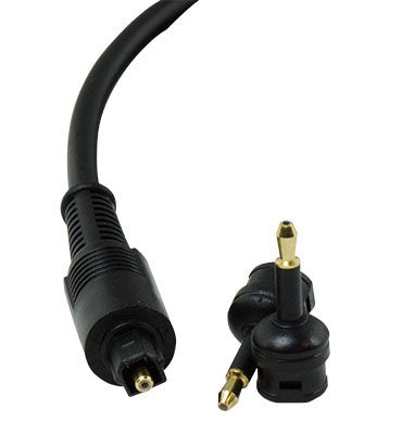 Legrand AC2403BK | Audio/Video Cable, Mini Toslink, In-Wall, 5 MM OD, 3?Length, CMG/CL2/FT4 Jacket, Black, With (2) Toslink Adapter