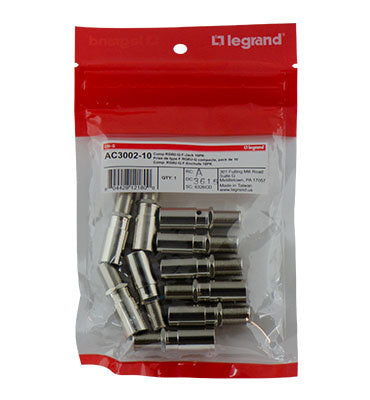 Legrand AC300210 | Compression, F-Jack, 4" Width x 0.49" Depth x 7" Height, For Cable