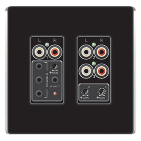 Legrand AU1011BK | Triple Source Input, Flush Mount, RJ45 Connector, 3.5 MM Stereo Audio Jack, 24 Volt DC, Black, For Audio System
