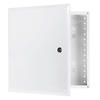 Legrand EN1450 | Enclosure, 14.25" Width x 3.6" Depth x 14" Height, 20 Gauge Cold Rolled Steel, Protective Powder Coated, Glossy White, With Hinged Cover