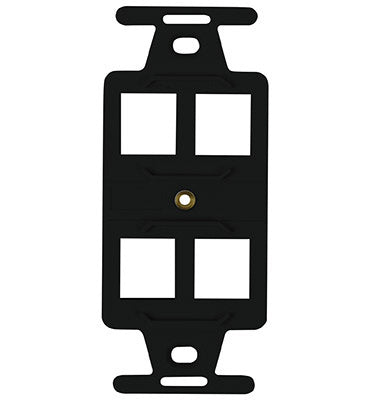 Legrand WP1064BK | Keystone Wall Strap, Duplex, 4-Port, NEMA 106, 4" Width x 7" Depth x 0.25" Height, ABS Plastic, Black