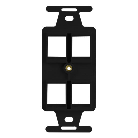 Legrand WP1064BK | Keystone Wall Strap, Duplex, 4-Port, NEMA 106, 4" Width x 7" Depth x 0.25" Height, ABS Plastic, Black