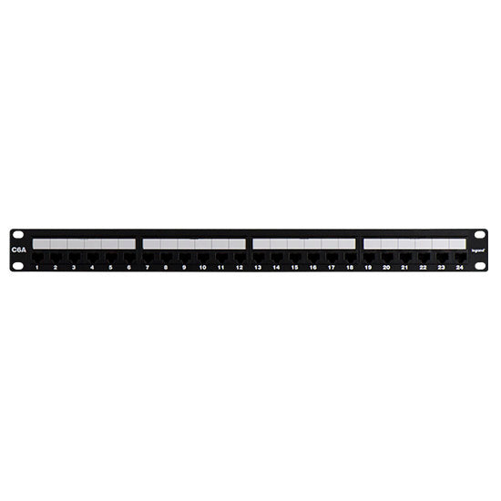 Legrand WP246A | Patch Panel, Rack Mount, Cat 6A, 24-Port, 19" Width x 3" Depth x 1.75" Height, Steel/Plastic/Aluminum