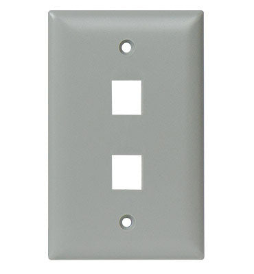 Legrand WP3402GY | Keystone Wallplate, 1-Gang, 2-Port, 2.94" Width x 0.44" Depth x 4.69" Height, ABS Plastic, Gray