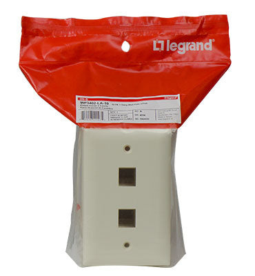 Legrand WP3402LA | Keystone Wallplate, 1-Gang, 2-Port, 2.94" Width x 0.44" Depth x 4.69" Height, ABS Plastic, Light Almond