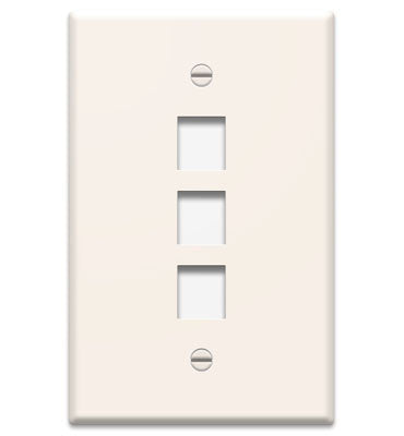 Legrand WP3403LA | Keystone Wallplate, 1-Gang, 3-Port, 2.94" Width x 0.44" Depth x 4.69" Height, ABS Plastic, Light Almond