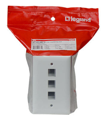 Legrand WP3403WH | Keystone Wallplate, 1-Gang, 3-Port, 2.94" Width x 0.44" Depth x 4.69" Height, ABS Plastic, White