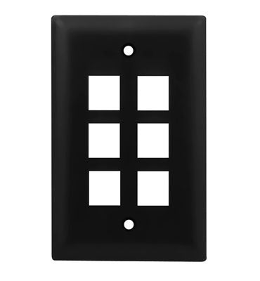Legrand WP3406BK | Keystone Wallplate, 1-Gang, 6-Port, 2.94" Width x 0.44" Depth x 4.69" Height, ABS Plastic, Black