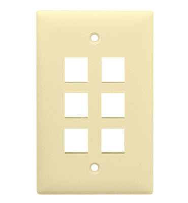 Legrand WP3406LA | Keystone Wallplate, 1-Gang, 6-Port, 2.94" Width x 0.44" Depth x 4.69" Height, ABS Plastic, Light Almond