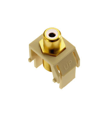 Legrand WP3461LA | Keystone Insert, Audio/Video, RCA to F Connector, 0.87" Length x 0.67" Width x 1.2" Depth, ABS Plastic, Light Almond, White Inner Barrel