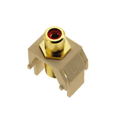 Legrand WP3462IV | Keystone Insert, Audio/Video, RCA to F Connector, 0.87" Length x 0.67" Width x 1.2" Depth, ABS Plastic, Ivory, Red Inner Barrel