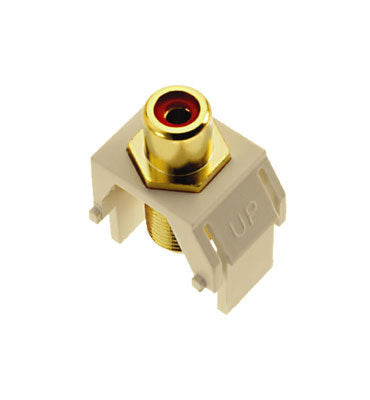 Legrand WP3462LA | Keystone Insert, Audio/Video, RCA to F Connector, 0.87" Length x 0.67" Width x 1.2" Depth, ABS Plastic, Light Almond, Red Inner Barrel