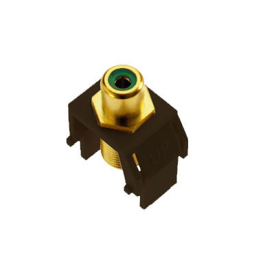 Legrand WP3463BR | Keystone Insert, Audio/Video, RCA to F Connector, 0.87" Length x 0.67" Width x 1.2" Depth, ABS Plastic, Brown, Green Inner Barrel