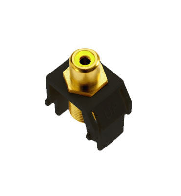 Legrand WP3465BK | Keystone Insert, Audio/Video, RCA to F Connector, 0.87" Length x 0.67" Width x 1.2" Depth, ABS Plastic, Black, Yellow Inner Barrel