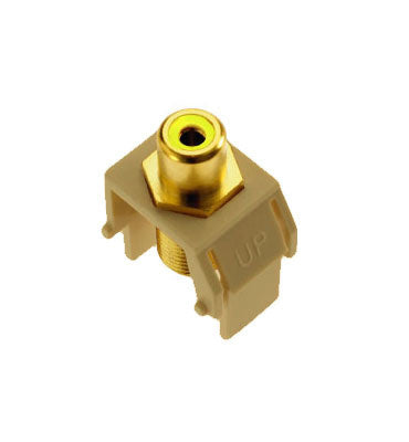Legrand WP3465IV | Keystone Insert, Audio/Video, RCA to F Connector, 0.87" Length x 0.67" Width x 1.2" Depth, ABS Plastic, Ivory, Yellow Inner Barrel