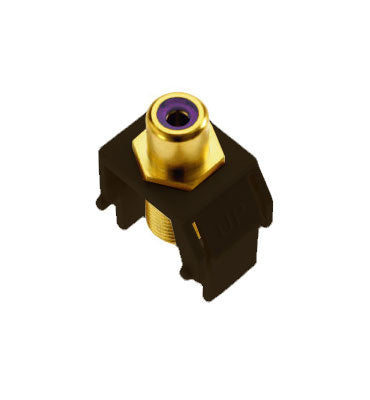 Legrand WP3466BR | Keystone Insert, Audio/Video, RCA to F Connector, 0.87" Length x 0.67" Width x 1.2" Depth, ABS Plastic, Brown, Purple Inner Barrel