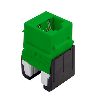 Legrand WP346AGN | Keystone Insert, Quick-Connect, Cat 6A, RJ45, 8P8C, 24 to 22 AWG Wire, 0.665" Width x 1.21" Depth x 0.76" Height, ABS Plastic, Green
