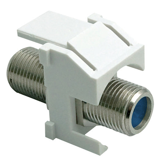Legrand WP3481WH | Keystone Insert, Recessed, Coax, Video, Nickel F Connector, 3 Gigahertz, 0.87" Length x 0.67" Width x 1.2" Height, ABS Plastic, White